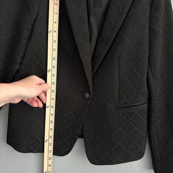 Ann Taylor Textured Dressy Blazer Classic One Button Black Womens 10 - Picture 11 of 16